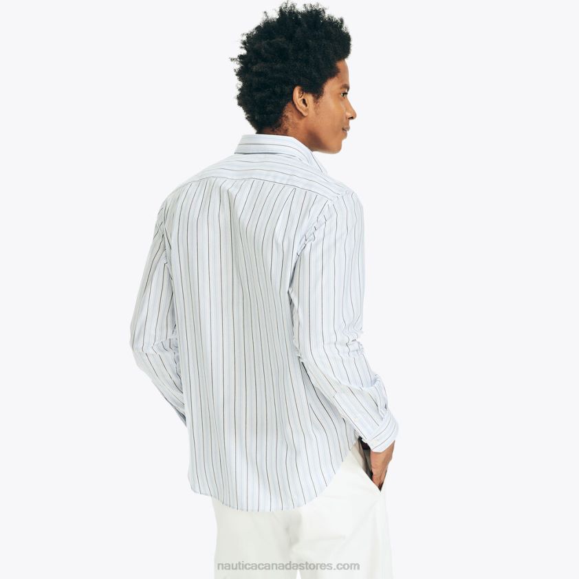 Wrinkle-Resistant Striped Wear To Work Shirt Nautica Men Light Tide Water Wash R260HV402