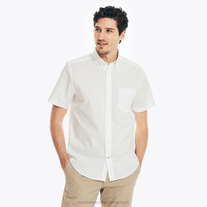 Wrinkle-Resistant Wear To Work Short-Sleeve Shirt Nautica Men Bright White R260HV519