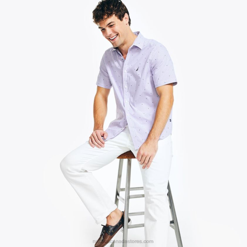 Wrinkle-Resistant Wear To Work Short-Sleeve Shirt Nautica Men Ocean Violet R260HV539