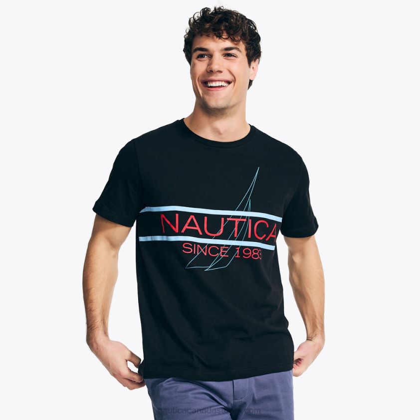 Logo Graphic Sleep T-Shirt Nautica Men True Black R260HV56