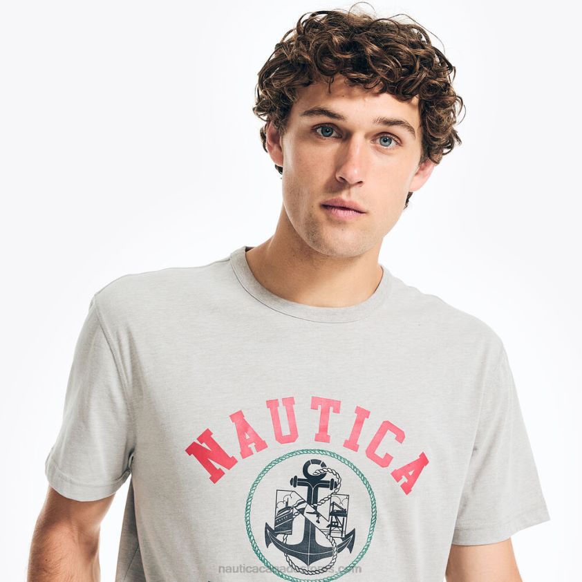 Logo Graphic T-Shirt Pajama Pant Set Nautica Men Grey Heather R260HV466