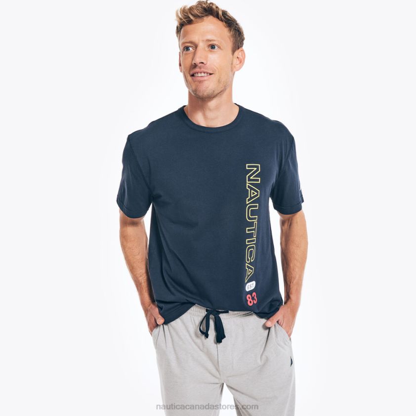 Logo Graphic T-Shirt Pajama Pant Set Nautica Men Navy R260HV460