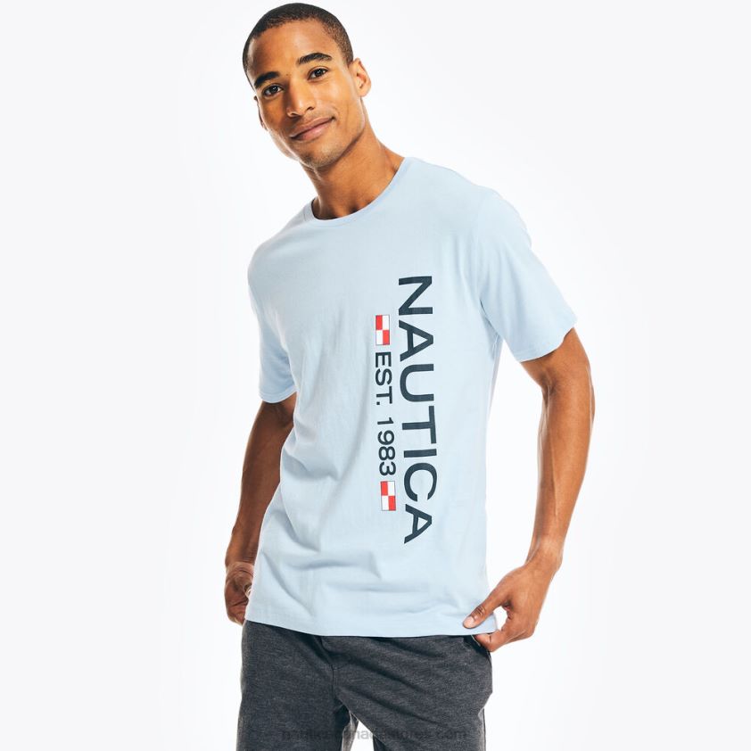 Logo Sleep T-Shirt Nautica Men Light Tide Water Wash R260HV557