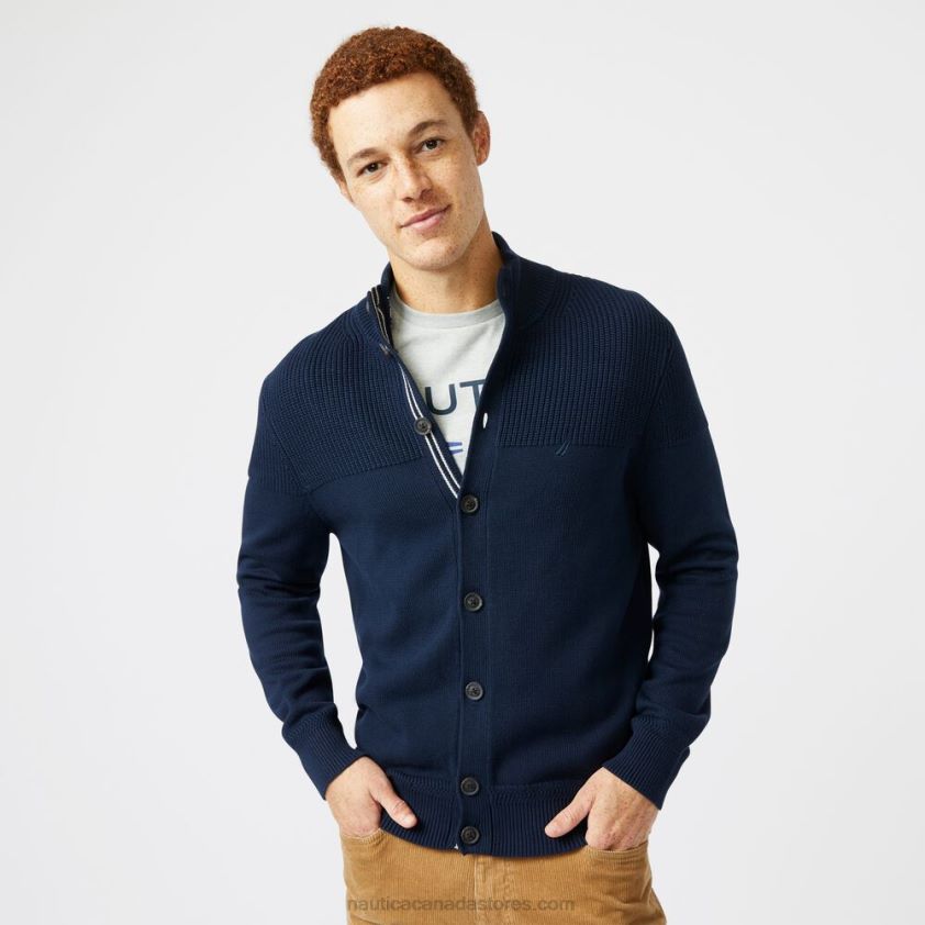 Big & Tall Textured Button Cardigan Nautica Men Navy R260HV612