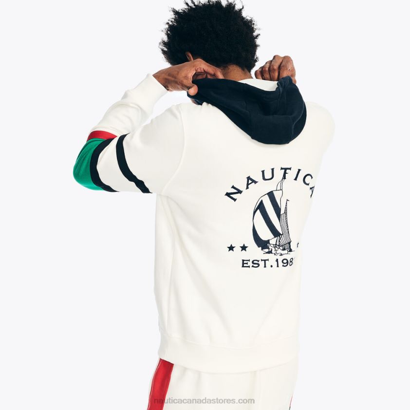 Colorblock Logo Fleece Hoodie Nautica Men Sail White R260HV381
