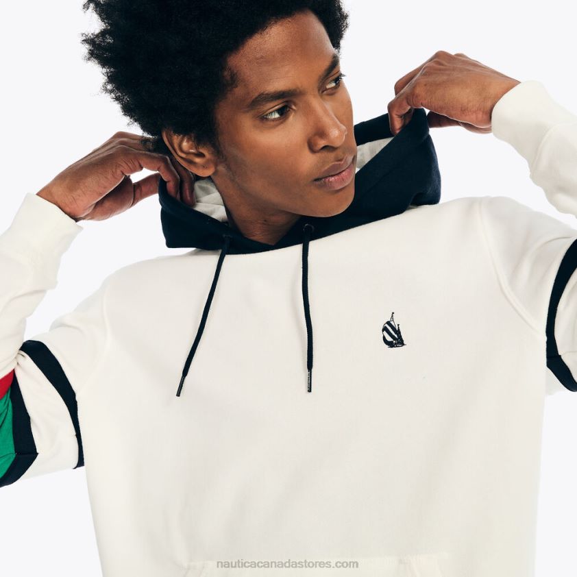 Colorblock Logo Fleece Hoodie Nautica Men Sail White R260HV381
