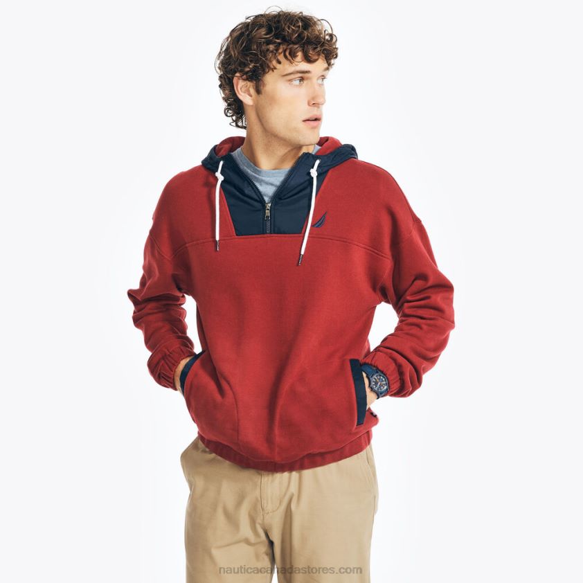 Mixed Media Pullover Hoodie Nautica Men Melonberry R260HV398