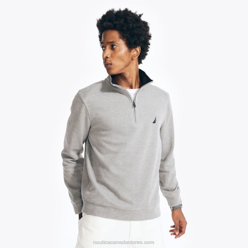 Quarter-Zip Sweatshirt Nautica Men Stone Grey Heather R260HV99