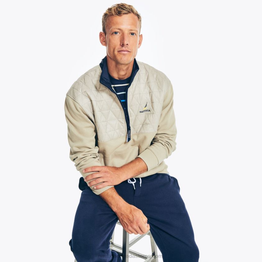 Quilted Mixed Media Fleece Pullover Nautica Men Sail White R260HV275