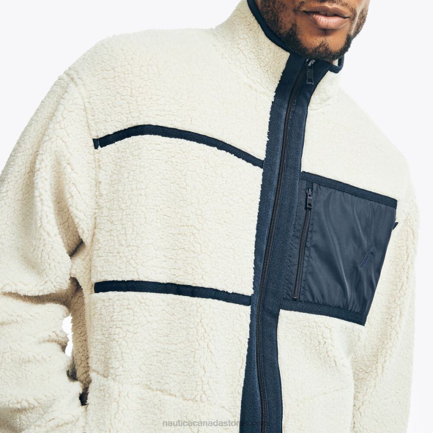 Sustainably Crafted Faux Shearling Full-Zip Sweatshirt Nautica Men Nautica Stone R260HV198