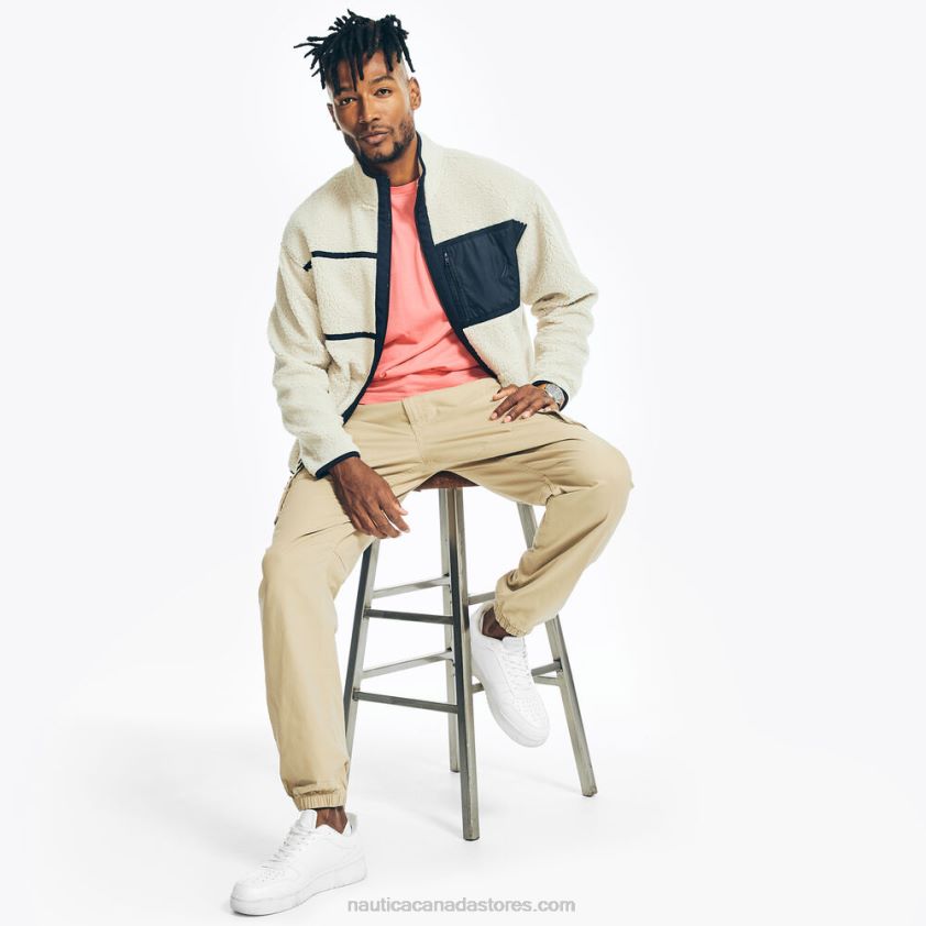 Sustainably Crafted Faux Shearling Full-Zip Sweatshirt Nautica Men Nautica Stone R260HV198