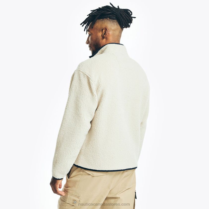 Sustainably Crafted Faux Shearling Full-Zip Sweatshirt Nautica Men Nautica Stone R260HV198