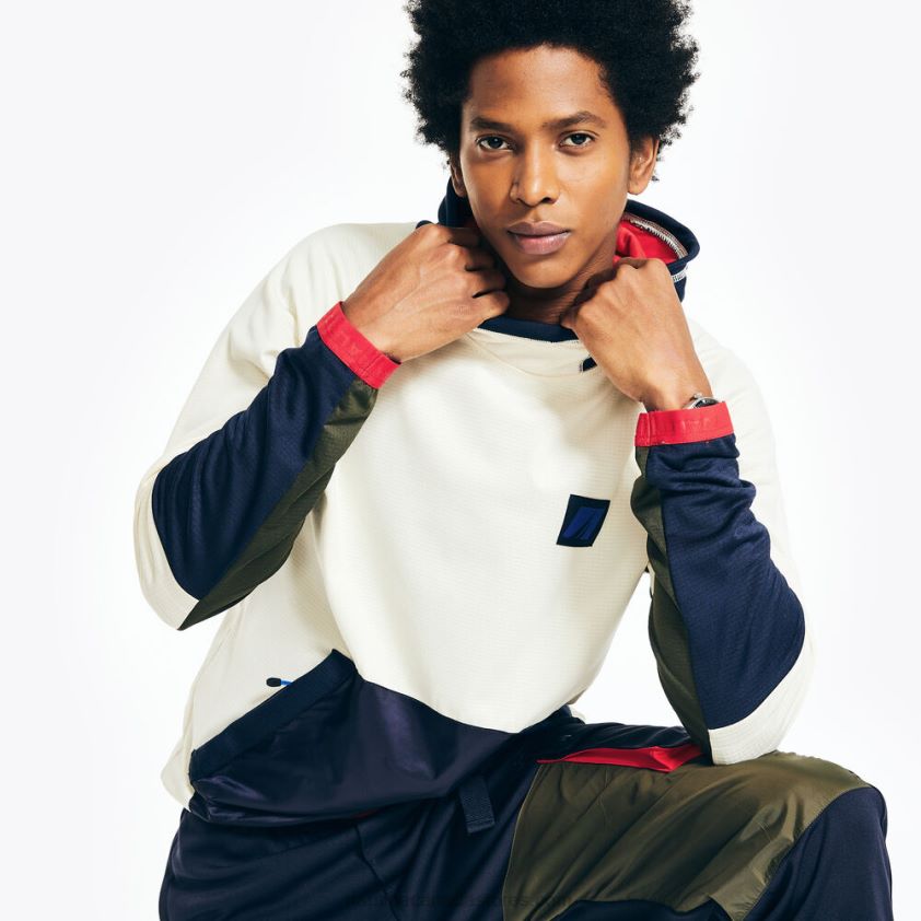 Sustainably Crafted Fleece Pullover Hoodie Nautica Men Sail Cream R260HV309