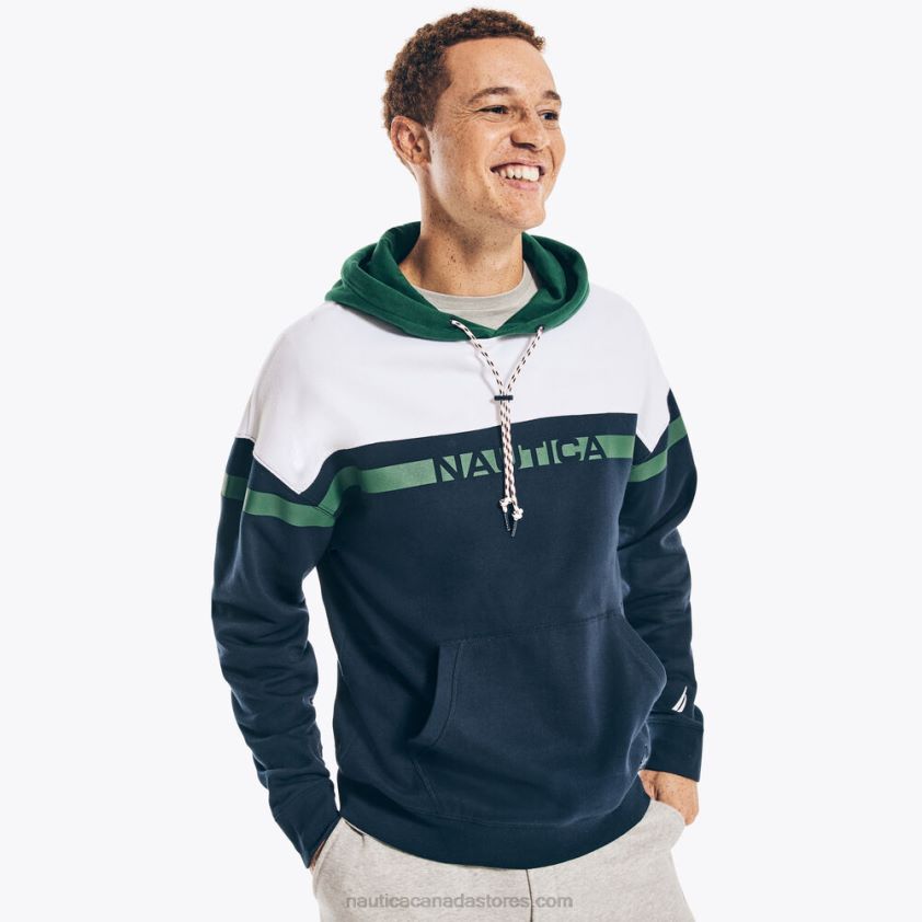 Sustainably Crafted Logo Fleece Hoodie Nautica Men Navy R260HV205