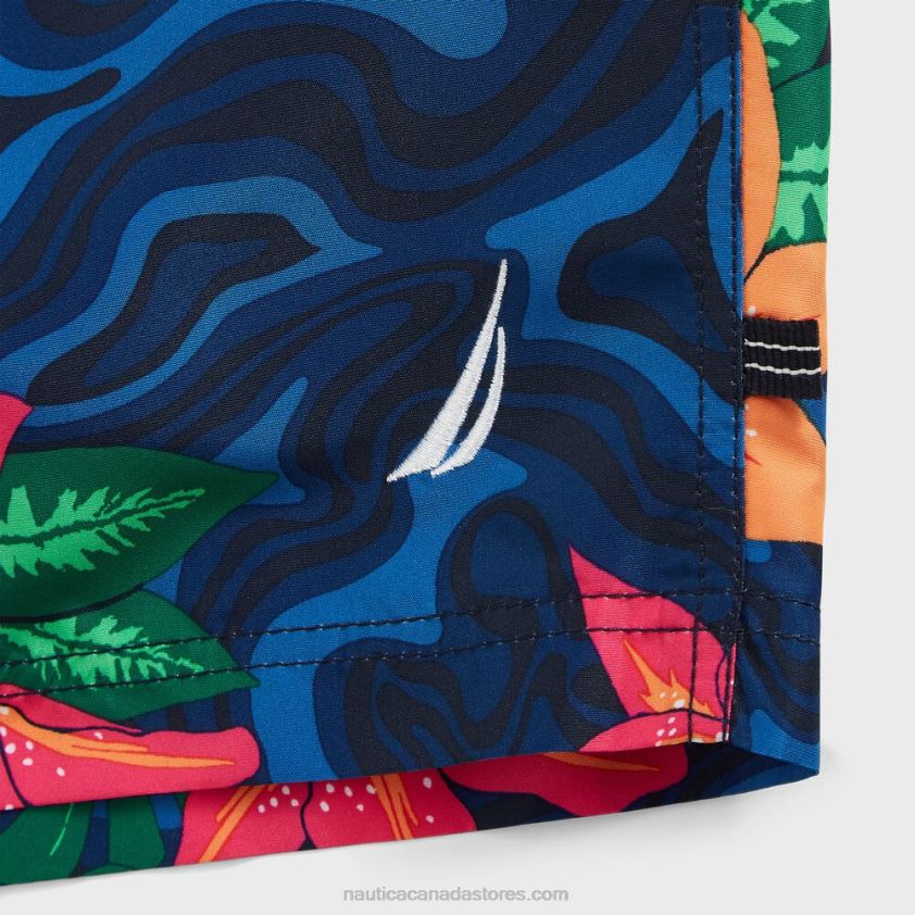 8.5\" Big & Tall Floral Camouflage Print Swim Short Nautica Men Estate Blue R260HV650
