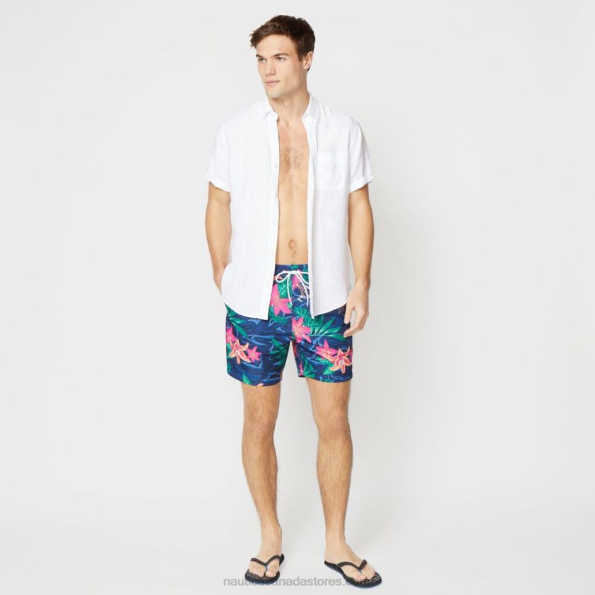 8.5\" Big & Tall Floral Camouflage Print Swim Short Nautica Men Estate Blue R260HV650