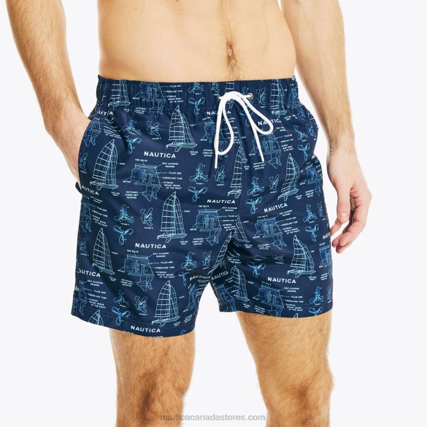 8\" Big & Tall Sustainably Crafted Boat Print Swim Nautica Men Navy R260HV376