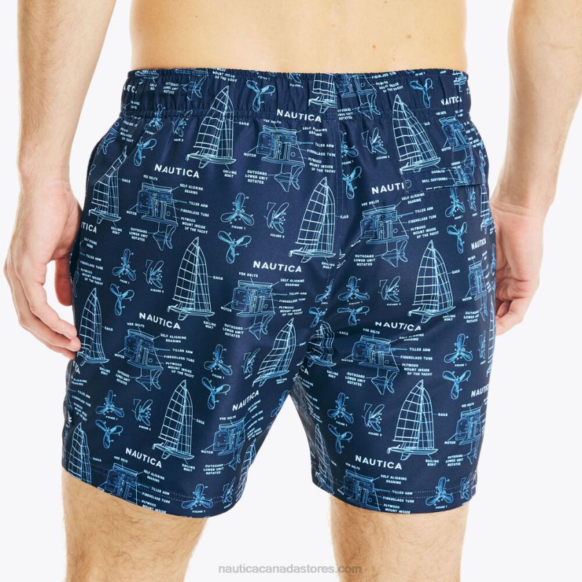 8\" Big & Tall Sustainably Crafted Boat Print Swim Nautica Men Navy R260HV376