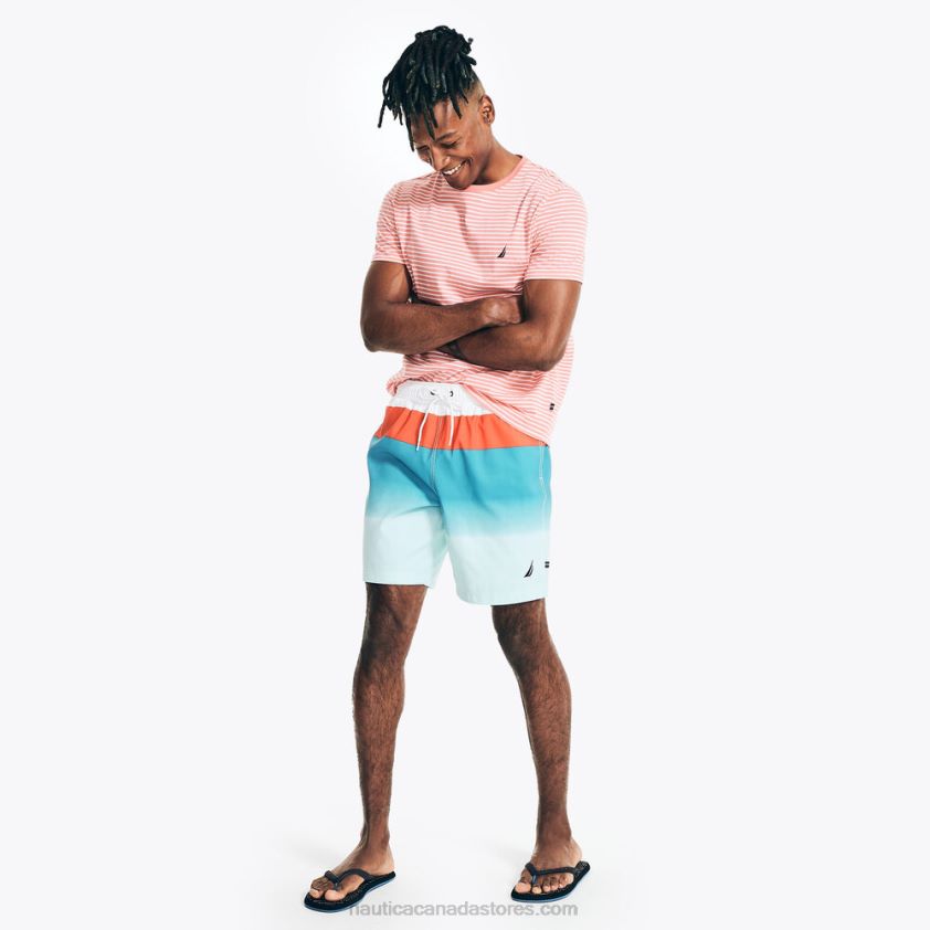 8\" Big & Tall Sustainably Crafted Colorblock Ombre Swim Nautica Men Bright White R260HV569