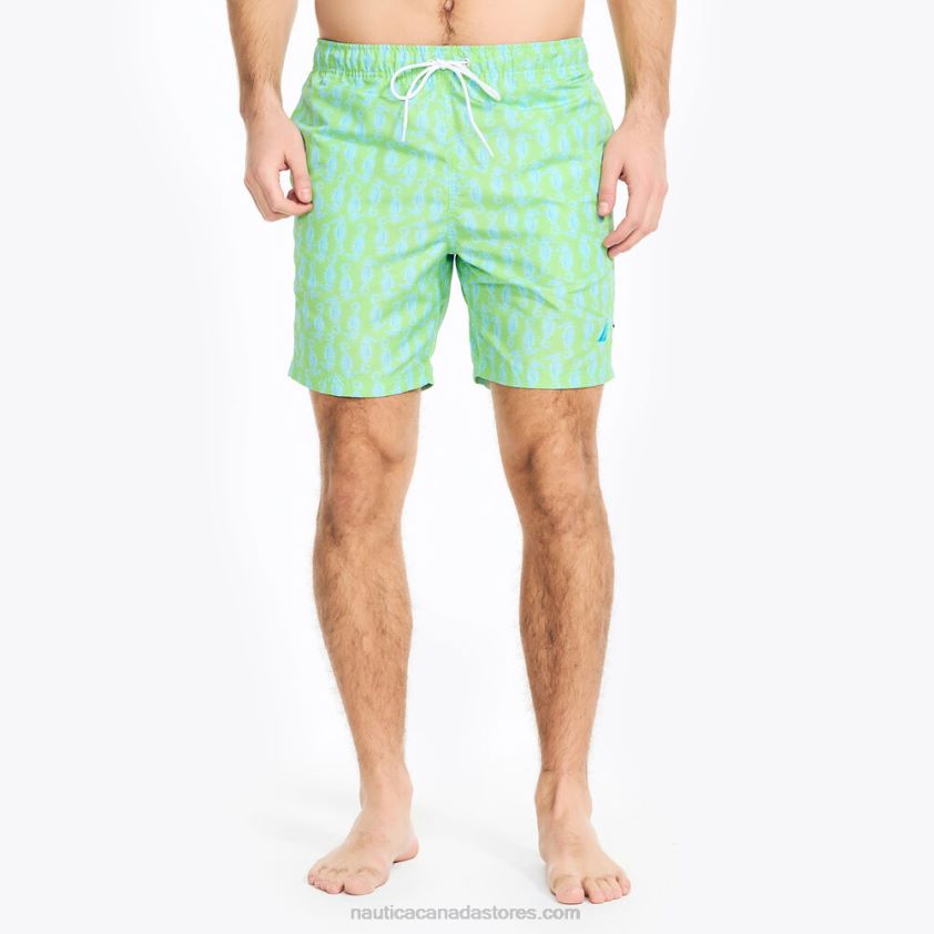 Big & Tall Sustainably Crafted 8" Seahorse Print Swim Nautica Men Lime Surf R260HV409