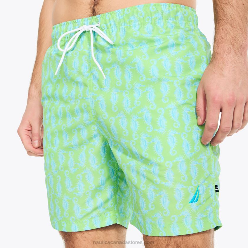 Big & Tall Sustainably Crafted 8\" Seahorse Print Swim Nautica Men Lime Surf R260HV409