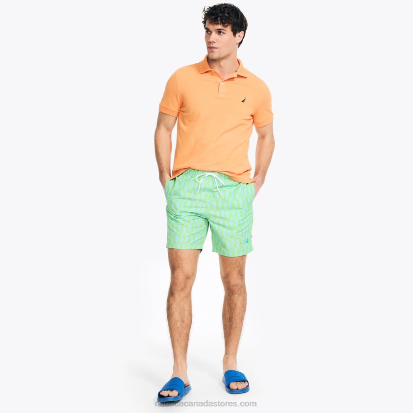 Big & Tall Sustainably Crafted 8\" Seahorse Print Swim Nautica Men Lime Surf R260HV409