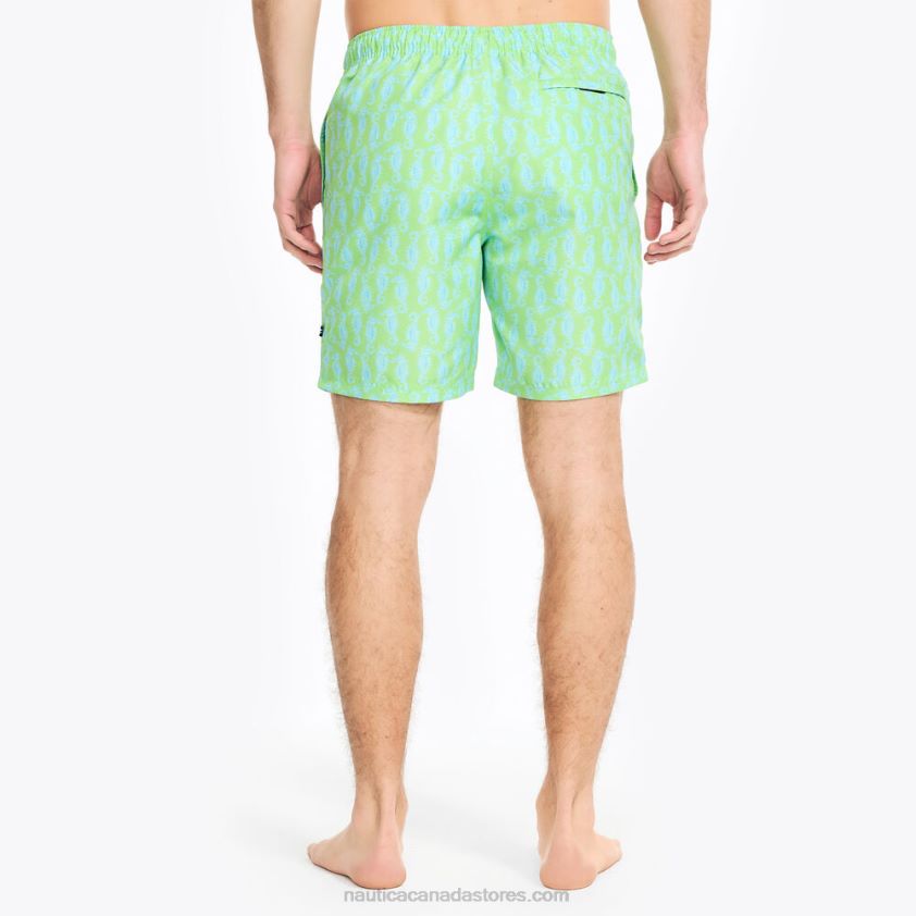 Big & Tall Sustainably Crafted 8\" Seahorse Print Swim Nautica Men Lime Surf R260HV409