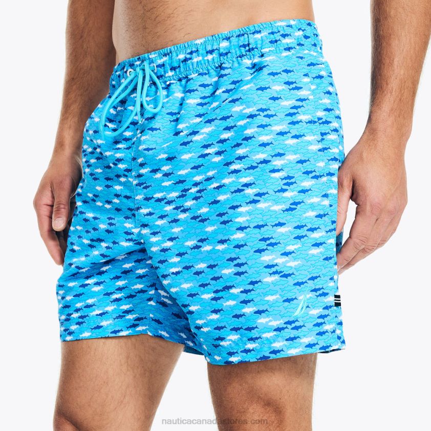 Sustainably Crafted 6\" Fish Print Swim Nautica Men Azure Blue R260HV327
