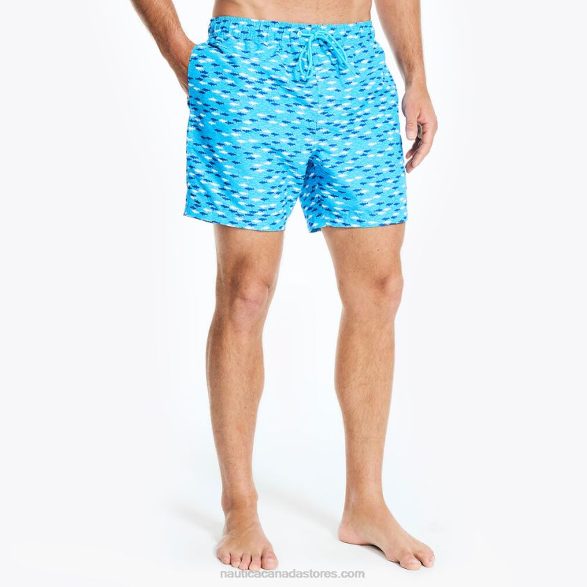 Sustainably Crafted 6\" Fish Print Swim Nautica Men Azure Blue R260HV327