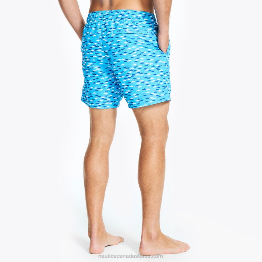 Sustainably Crafted 6\" Fish Print Swim Nautica Men Azure Blue R260HV327