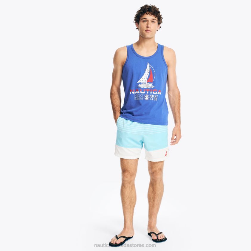 Sustainably Crafted 6" Striped Quick-Dry Swim Nautica Men Angel Blue R260HV358