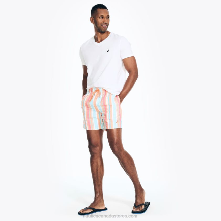 Sustainably Crafted 6\" Vertical Stripe Quick-Dry Swim Nautica Men Orchid Pink R260HV159