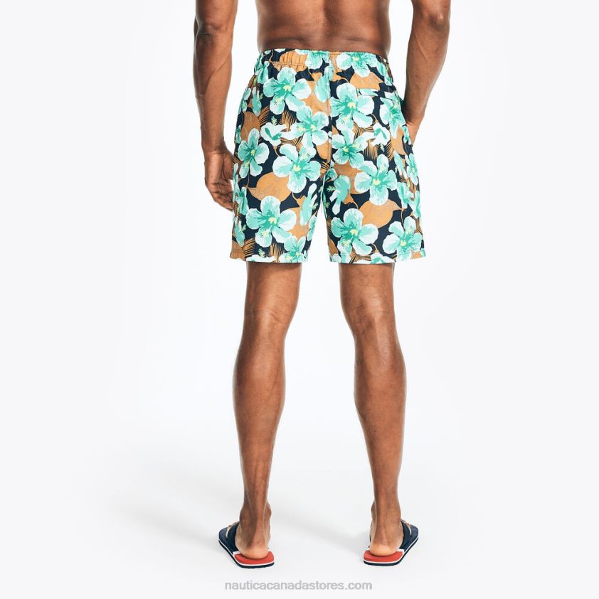 Sustainably Crafted 8\" Hibiscus Print Swim Nautica Men Light Olive R260HV249