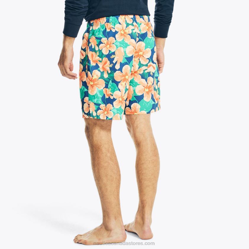Sustainably Crafted 8\" Hibiscus Print Swim Nautica Men True Navy R260HV632