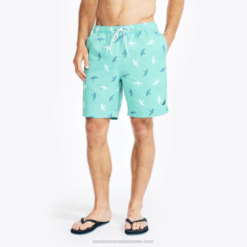 Sustainably Crafted 8" Parrot Print Swim Nautica Men Light Olive R260HV431