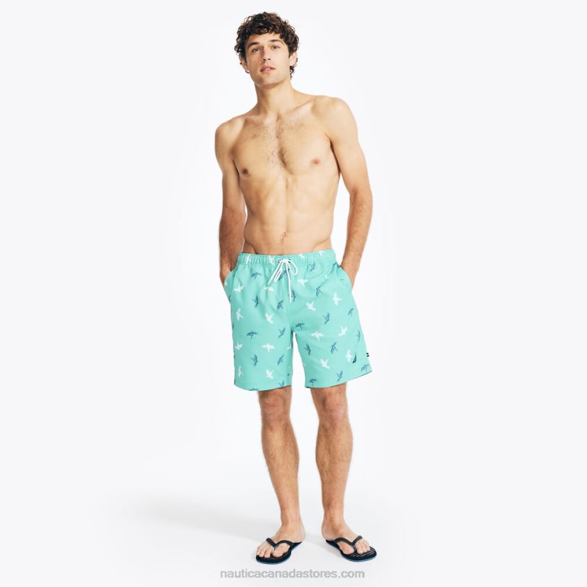 Sustainably Crafted 8\" Parrot Print Swim Nautica Men Light Olive R260HV431