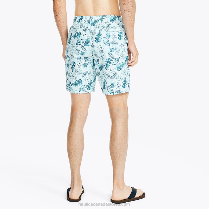Sustainably Crafted 8\" Tropical Print Swim Nautica Men South Beach Aqua R260HV176