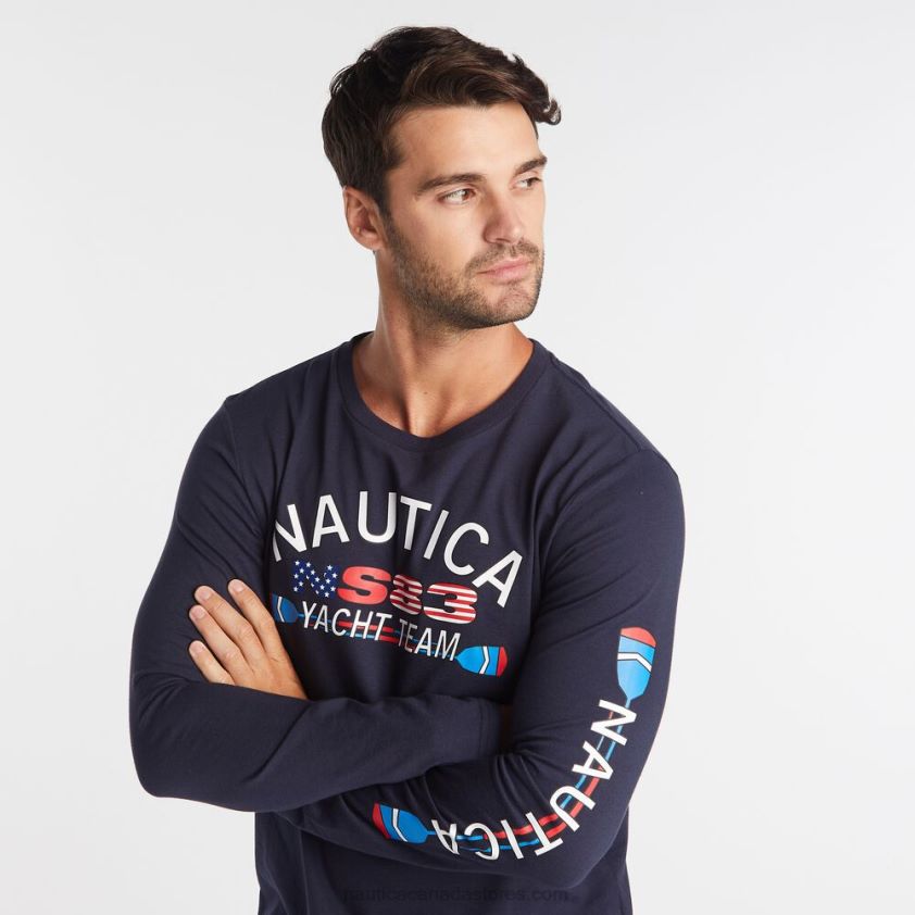 Big & Tall Long Sleeve Yacht Team T-Shirt Nautica Men Navy R260HV646