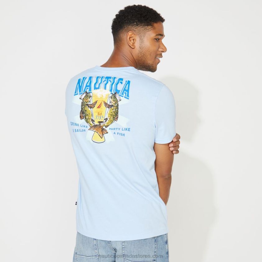 Big & Tall Sailor Print T-Shirt Nautica Men Azure Blue R260HV728