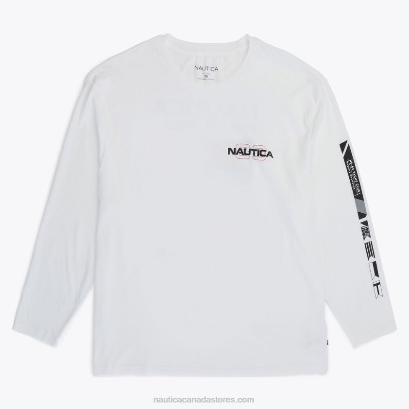 Big & Tall Sustainably Crafted Competition Graphic Long-Sleeve T-Shirt Nautica Men Bright White R260HV492