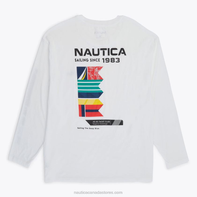 Big & Tall Sustainably Crafted Competition Graphic Long-Sleeve T-Shirt Nautica Men Bright White R260HV492
