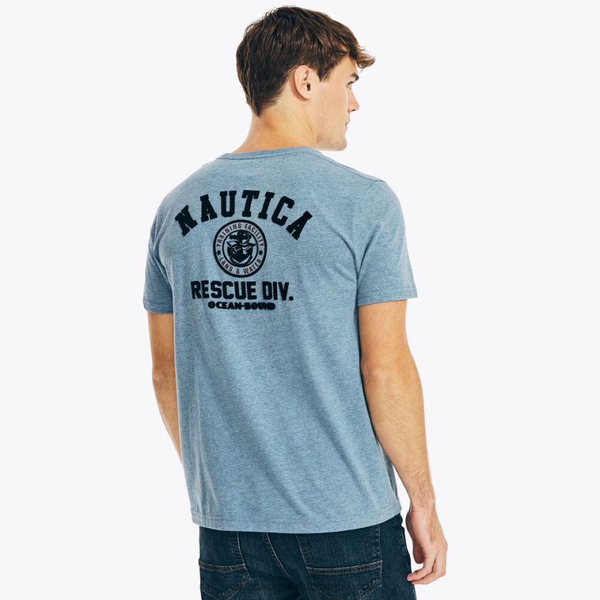 Big & Tall Sustainably Crafted Marine Graphic T-Shirt Nautica Men Anchor Blue Heather R260HV579