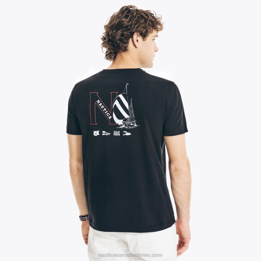 Big & Tall Sustainably Crafted Sailboat Graphic T-Shirt Nautica Men True Black R260HV621
