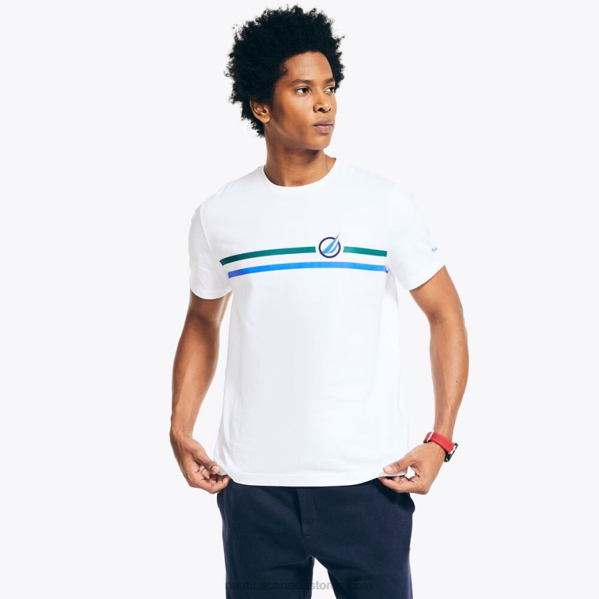 Chest-Stripe Crewneck T-Shirt Nautica Men Bright White R260HV417