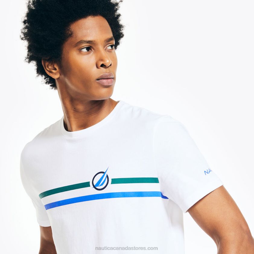 Chest-Stripe Crewneck T-Shirt Nautica Men Bright White R260HV417