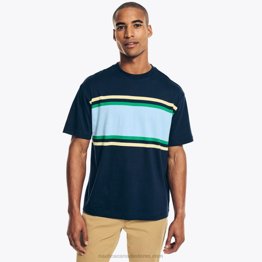 Chest-Stripe Crewneck T-Shirt Nautica Men Navy R260HV429