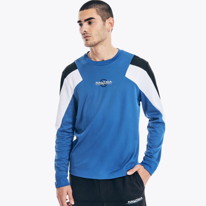 Competition Sustainably Crafted Graphic Long-Sleeve T-Shirt Nautica Men Bright Cobalt R260HV203
