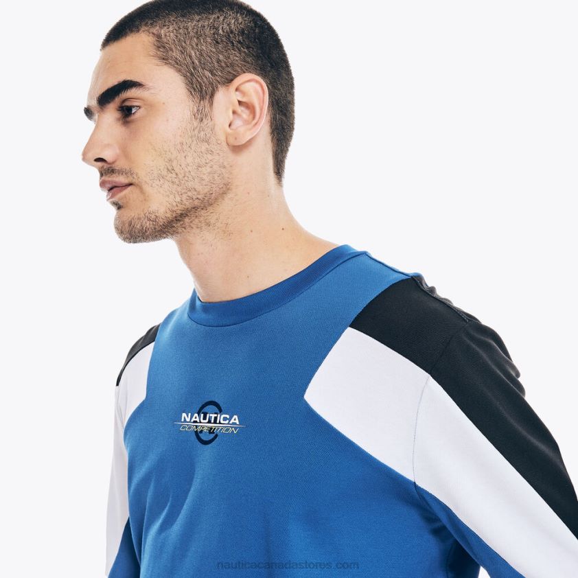 Competition Sustainably Crafted Graphic Long-Sleeve T-Shirt Nautica Men Bright Cobalt R260HV203