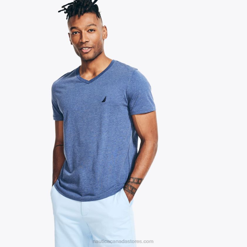 Heathered V-Neck T-Shirt Nautica Men Stellar Blue Heather R260HV41