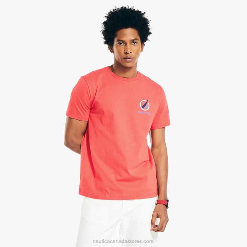 Oversized J-Class Logo T-Shirt Nautica Men Dark Coral Cape R260HV432